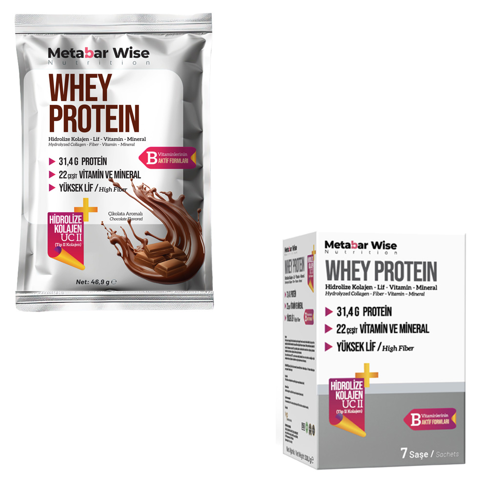 Metabar Wise Whey Protein - Çikolata Aromalı Saşe - 7'li Kutu Metabar Wise Whey Protein - Çikolata Aromalı Saşe - 7'li Kutu