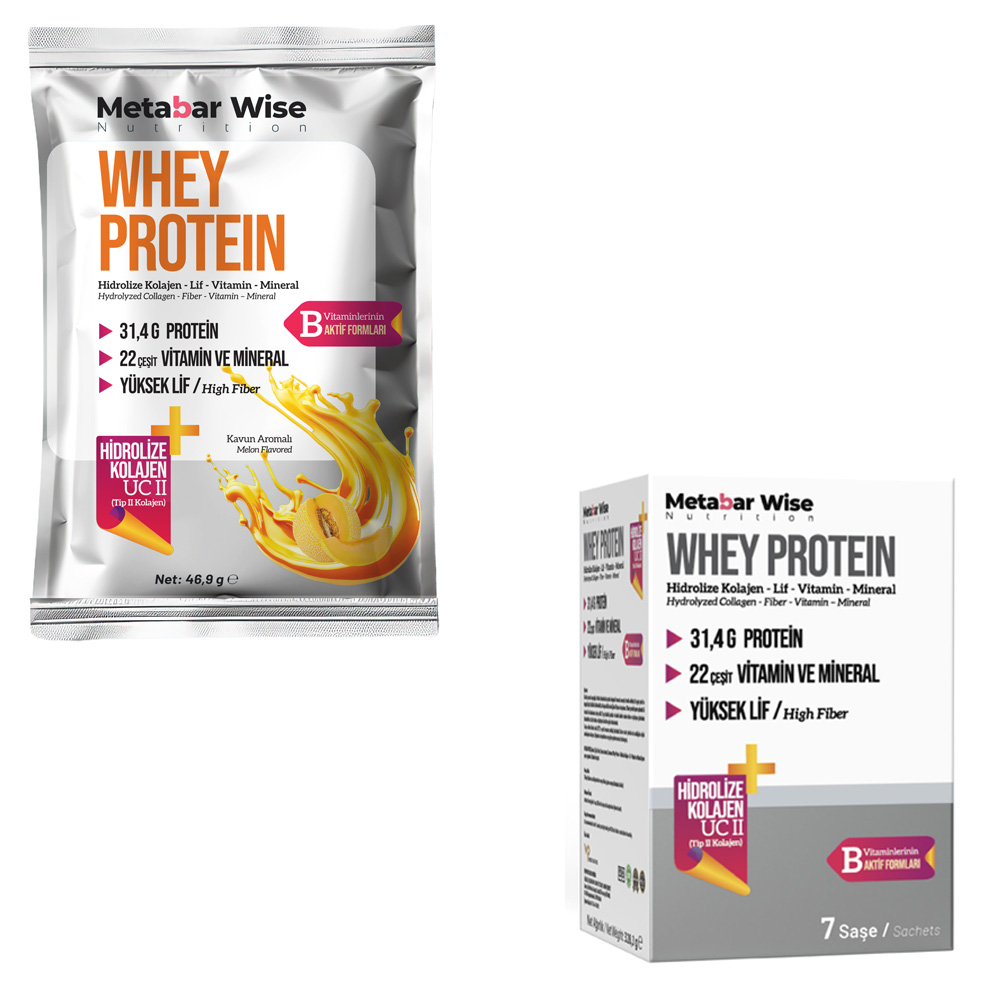 Metabar Wise Whey Protein - Kavun Aromalı Saşe - 7'li Kutu Metabar Wise Whey Protein - Kavun Aromalı Saşe - 7'li Kutu