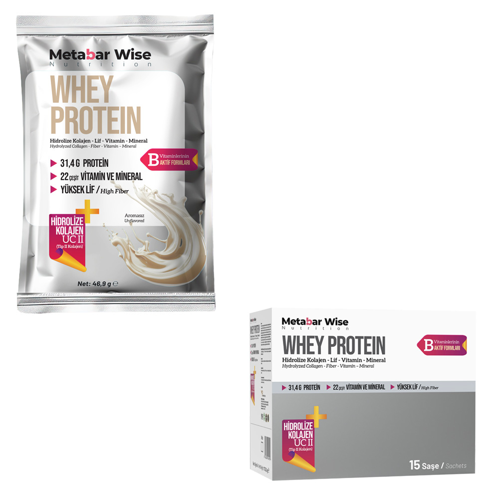 Metabar Wise Whey Protein - Aromasız Saşe - 15'li Kutu Metabar Wise Whey Protein - Aromasız Saşe - 15'li Kutu