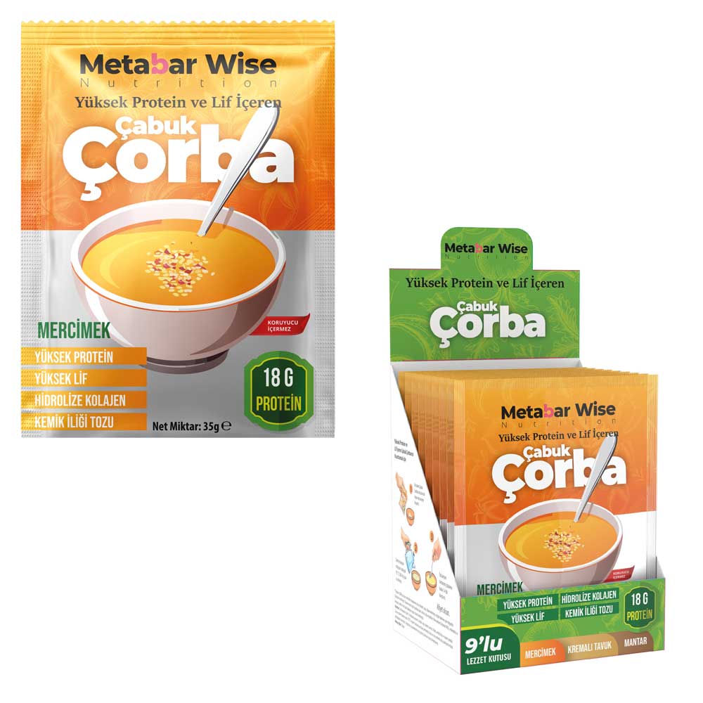 Metabar Wise Çabuk Çorba - Mercimek - 9'lu Kutu Metabar Wise Çabuk Çorba - Mercimek - 9'lu Kutu